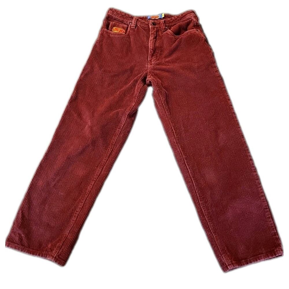 Empyre Loose Fit Sk8 Corduroy Pants Size 28 Y2K Skater Burgundy Men's Unisex EUC